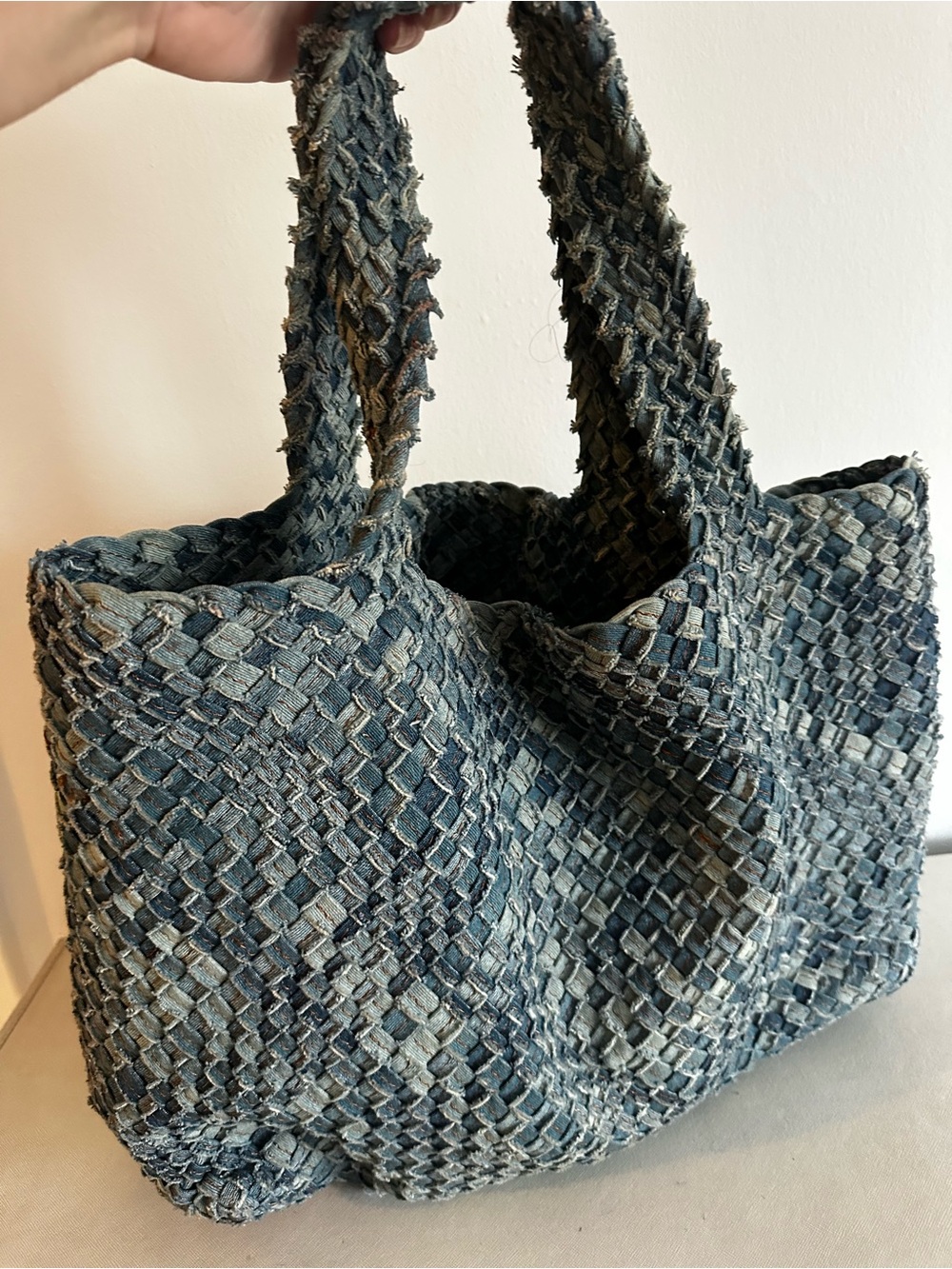 Street Level Denim Weave Tote Bag